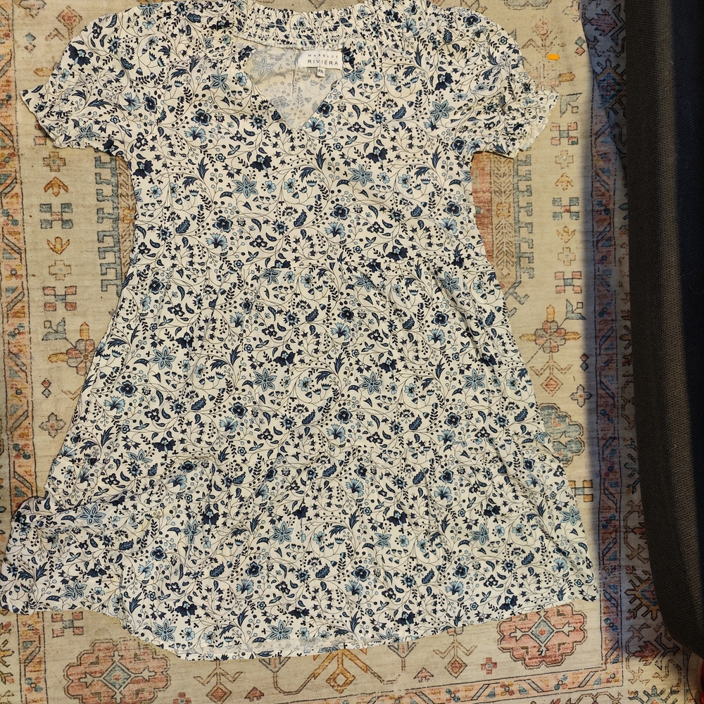 Riviera Navy and Cream Floral Dress